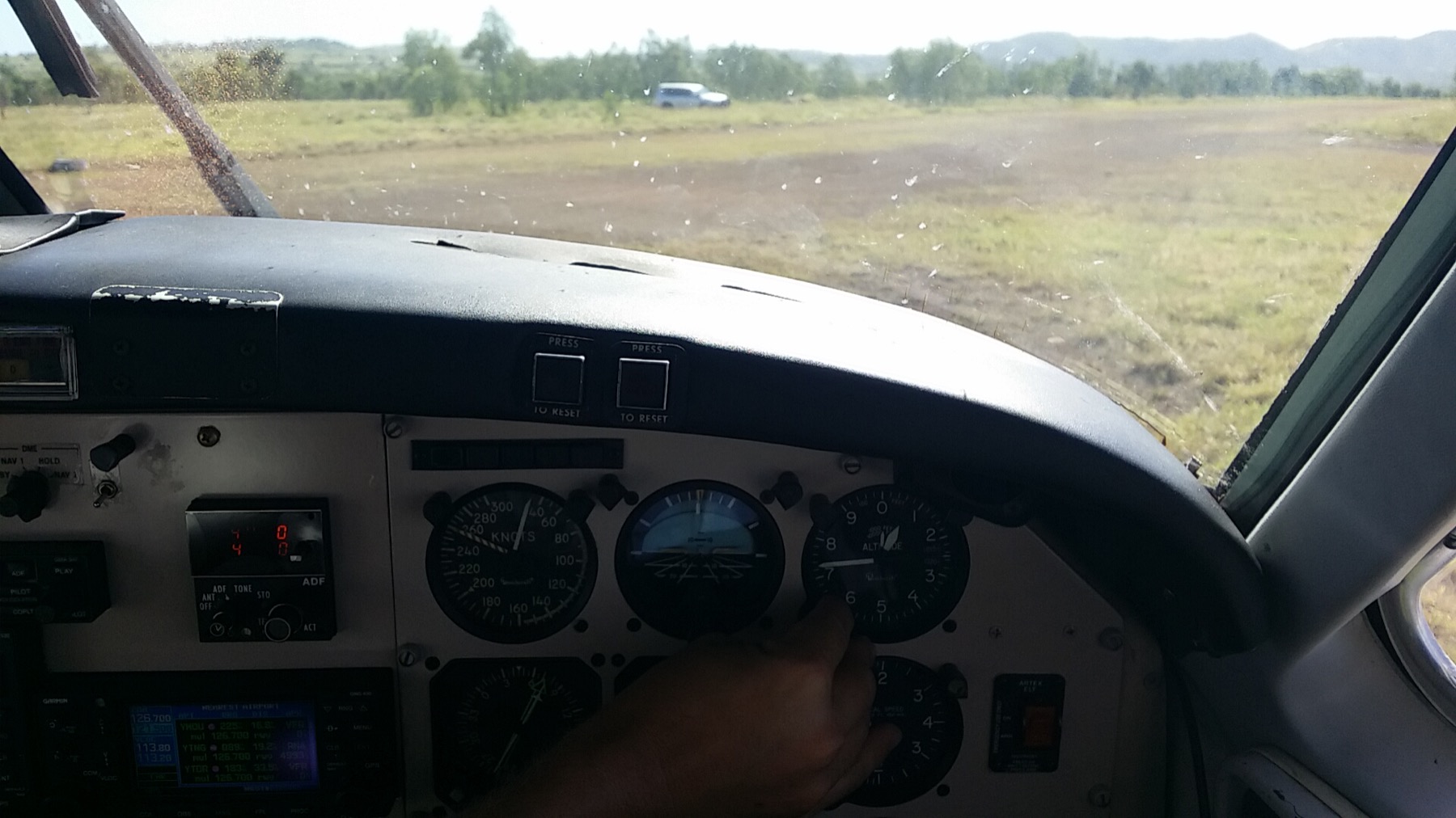 Cockpit of a light aircraft in flight